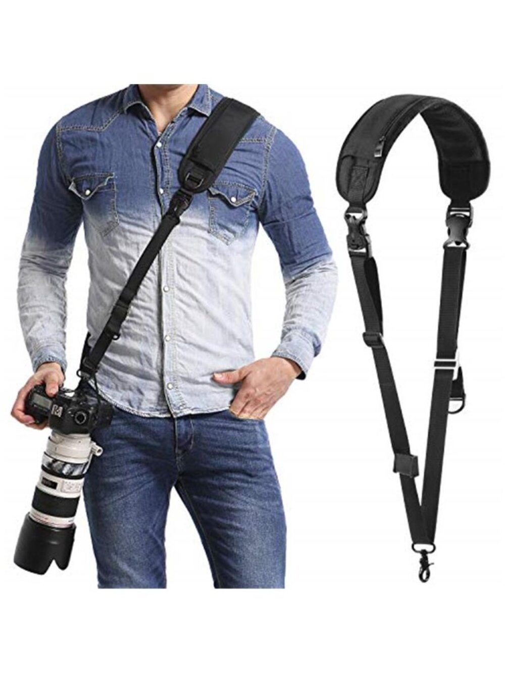 Camera Neck Strap with Quick Release and Safety Tether
